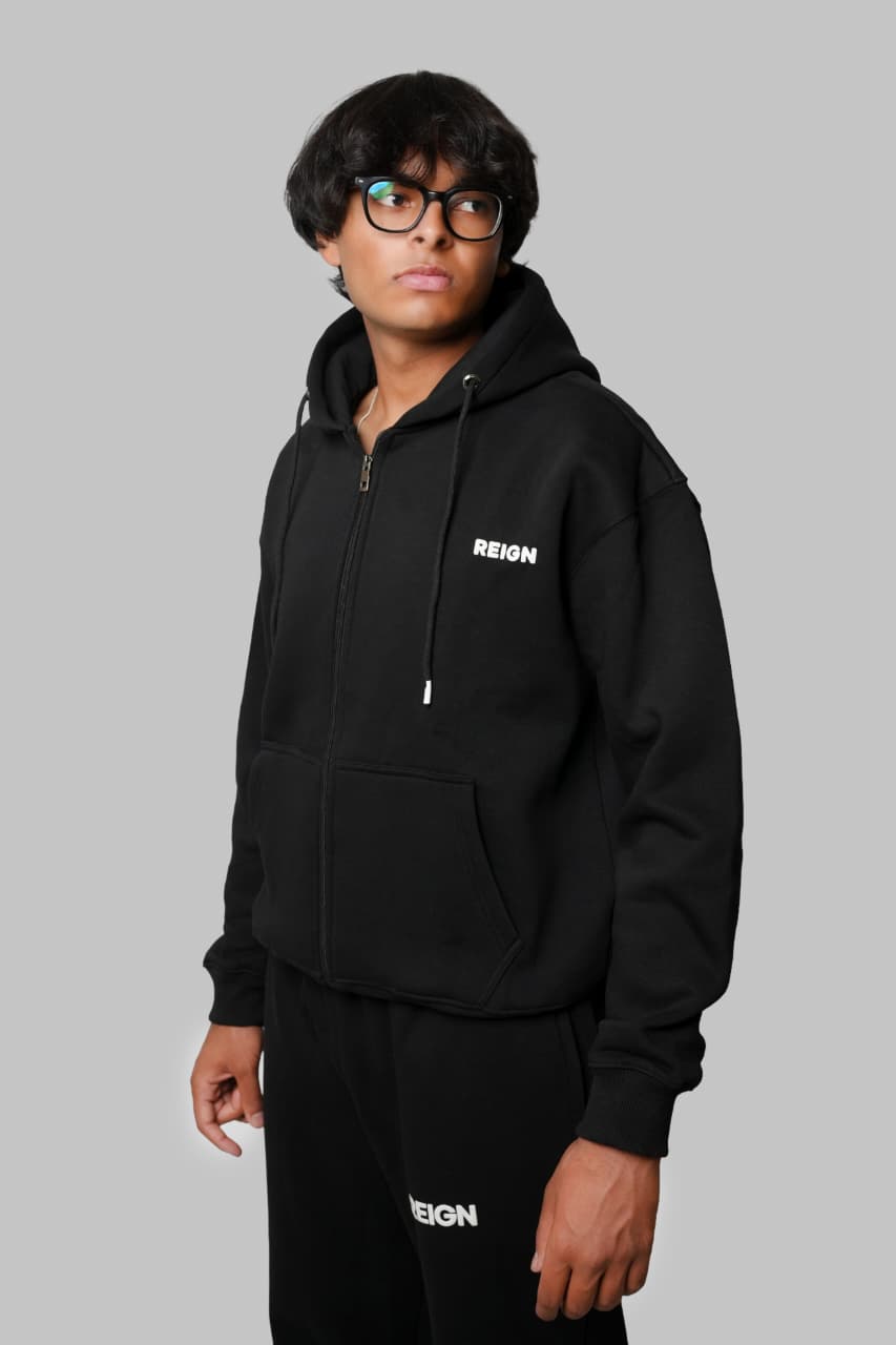 UrbnNests Black Zipper Hoodie for Men & Women