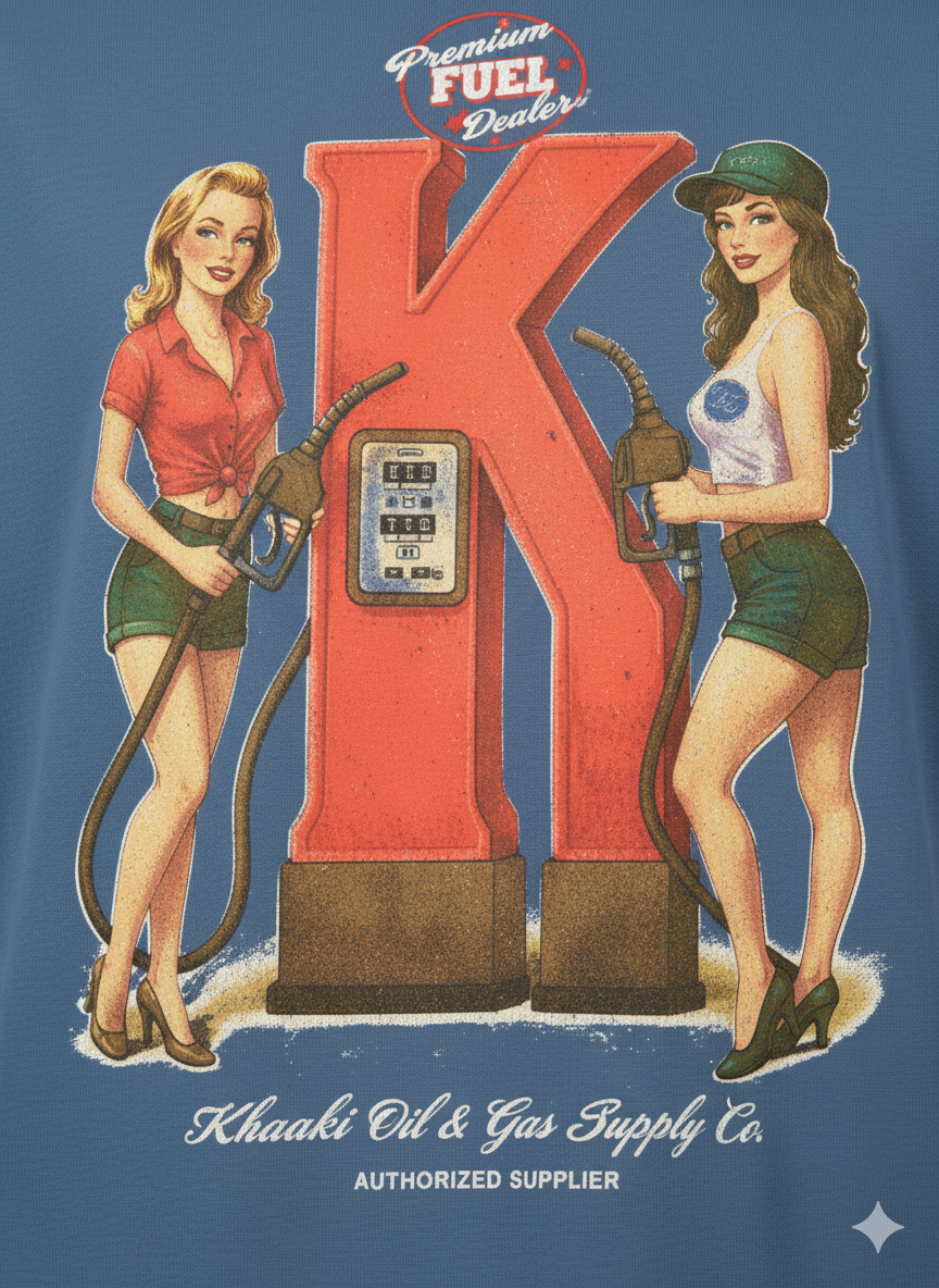 Retro “K” Graphic Oversized T-Shirt – Blue