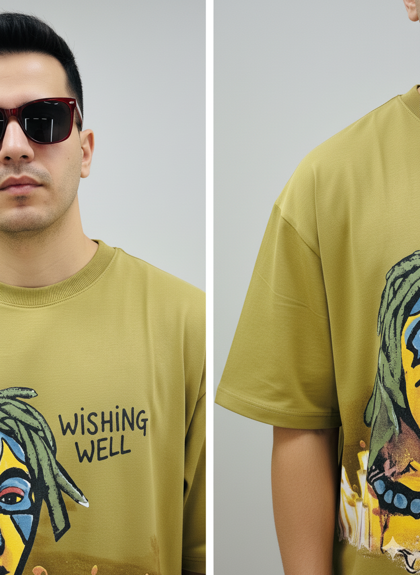 Mustard Mirage Oversized Graphic T-Shirt – Mustard