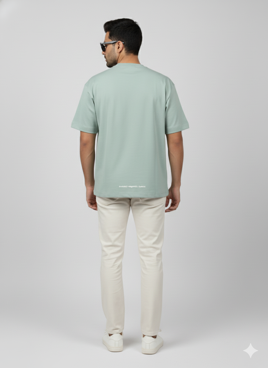 Farmer & Cow Graphic Oversized T-Shirt – Mint Green