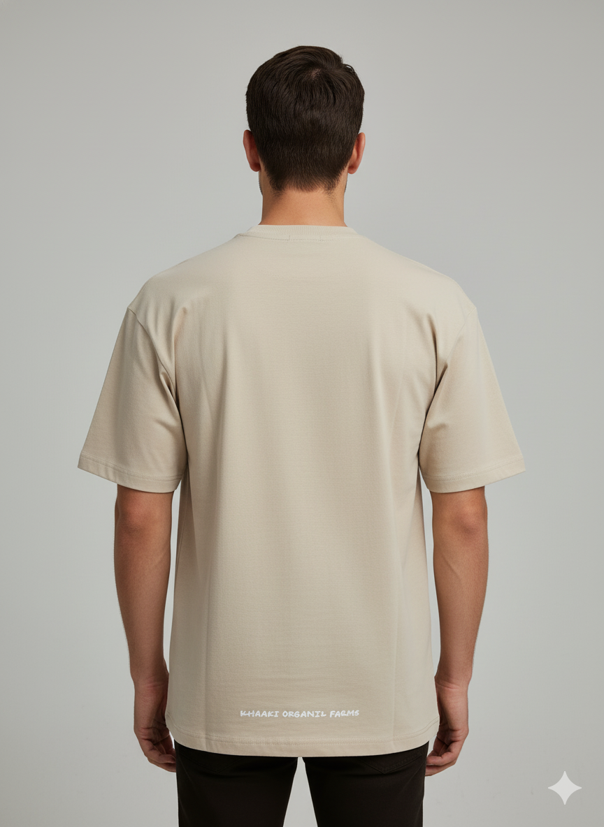 Retro “K” Graphic Oversized T-Shirt – Beige