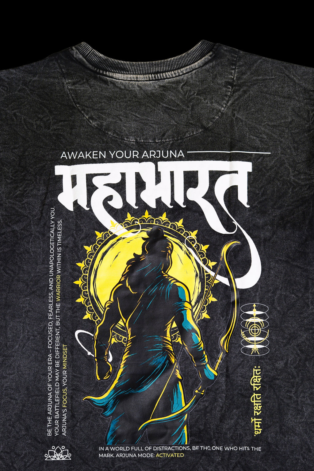 "Mahabharat Arjuna T-shirt - Bold Arjuna warrior design for epic mythology lovers"