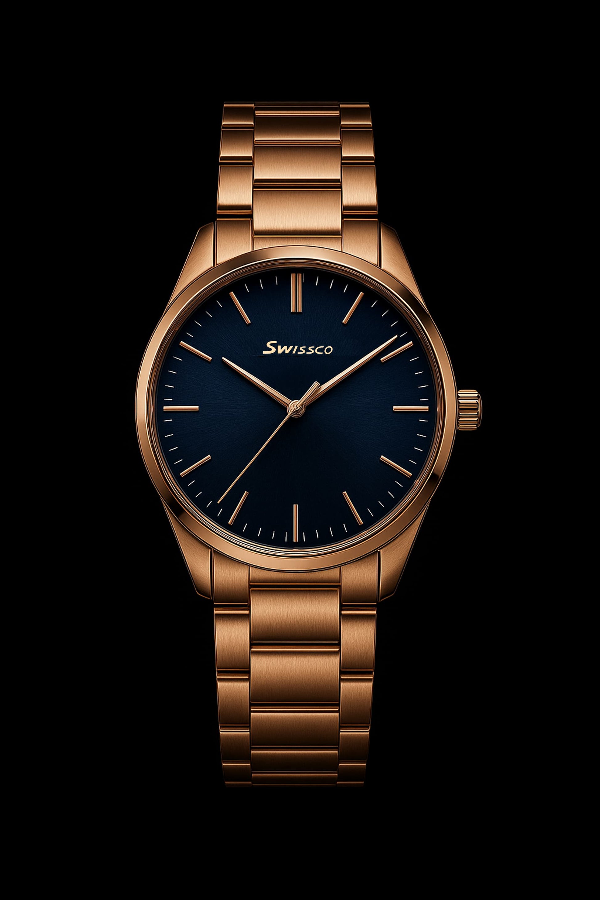 Swissco UrbnRoyale Midnight – Classic Blue Dial Rose Gold Watch