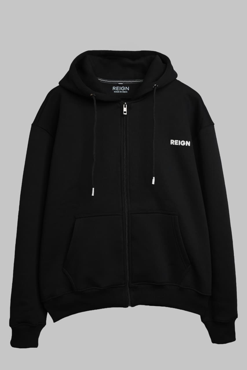UrbnNests Black Zipper Hoodie for Men & Women